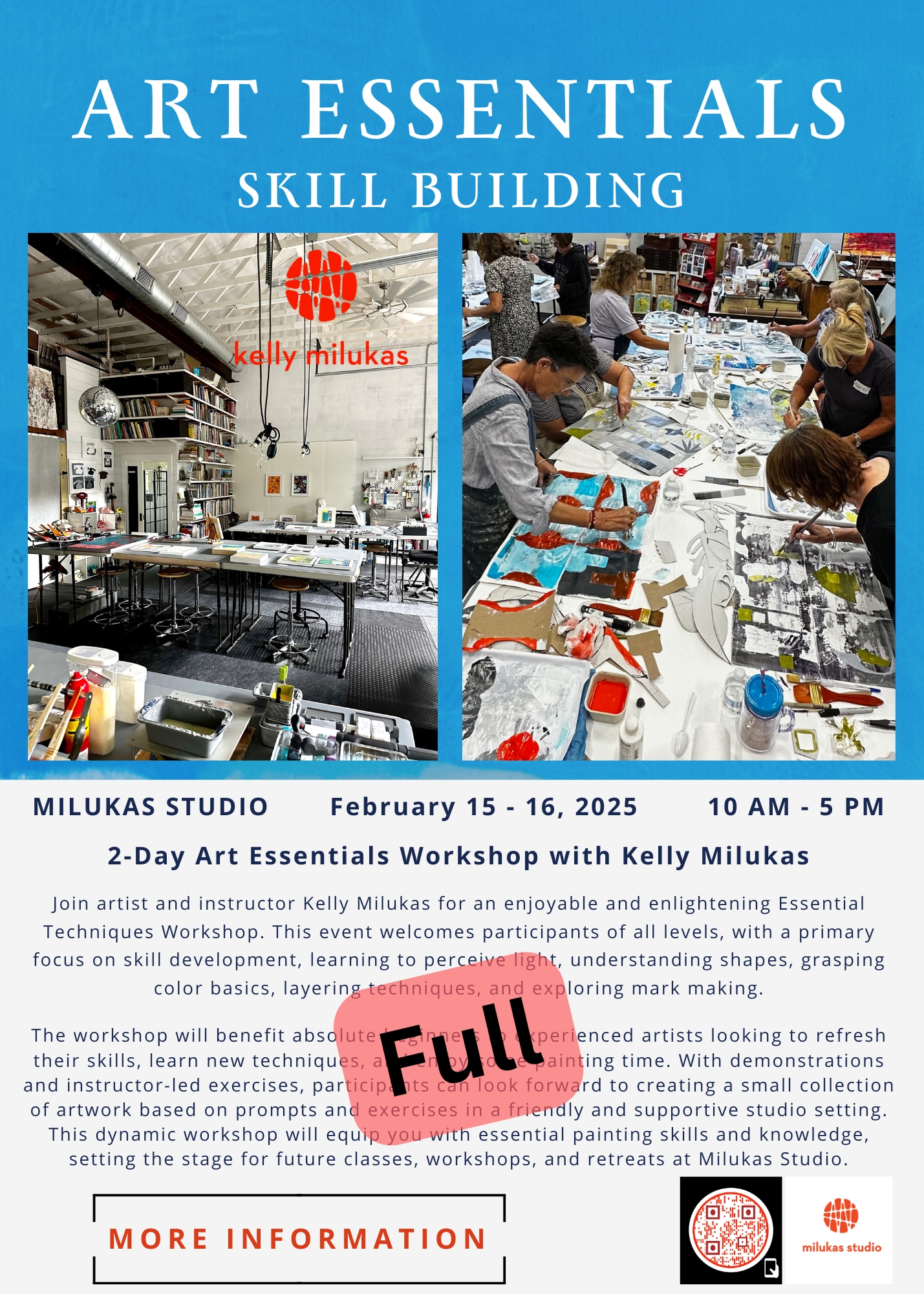 Kelly Milukas teaching art workshop in Tiverton, RI