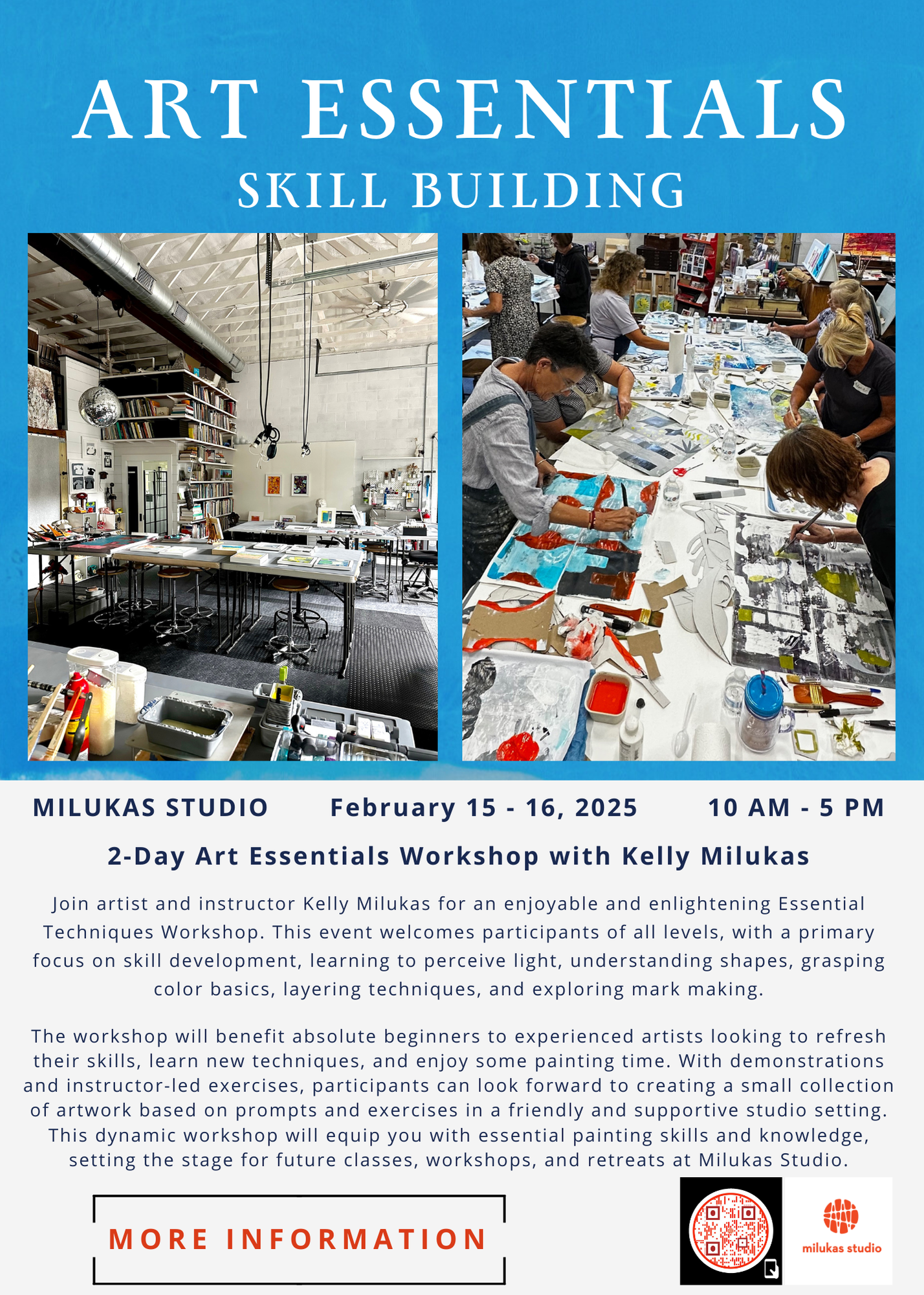 Kelly Milukas teaching art workshop in Tiverton, RI