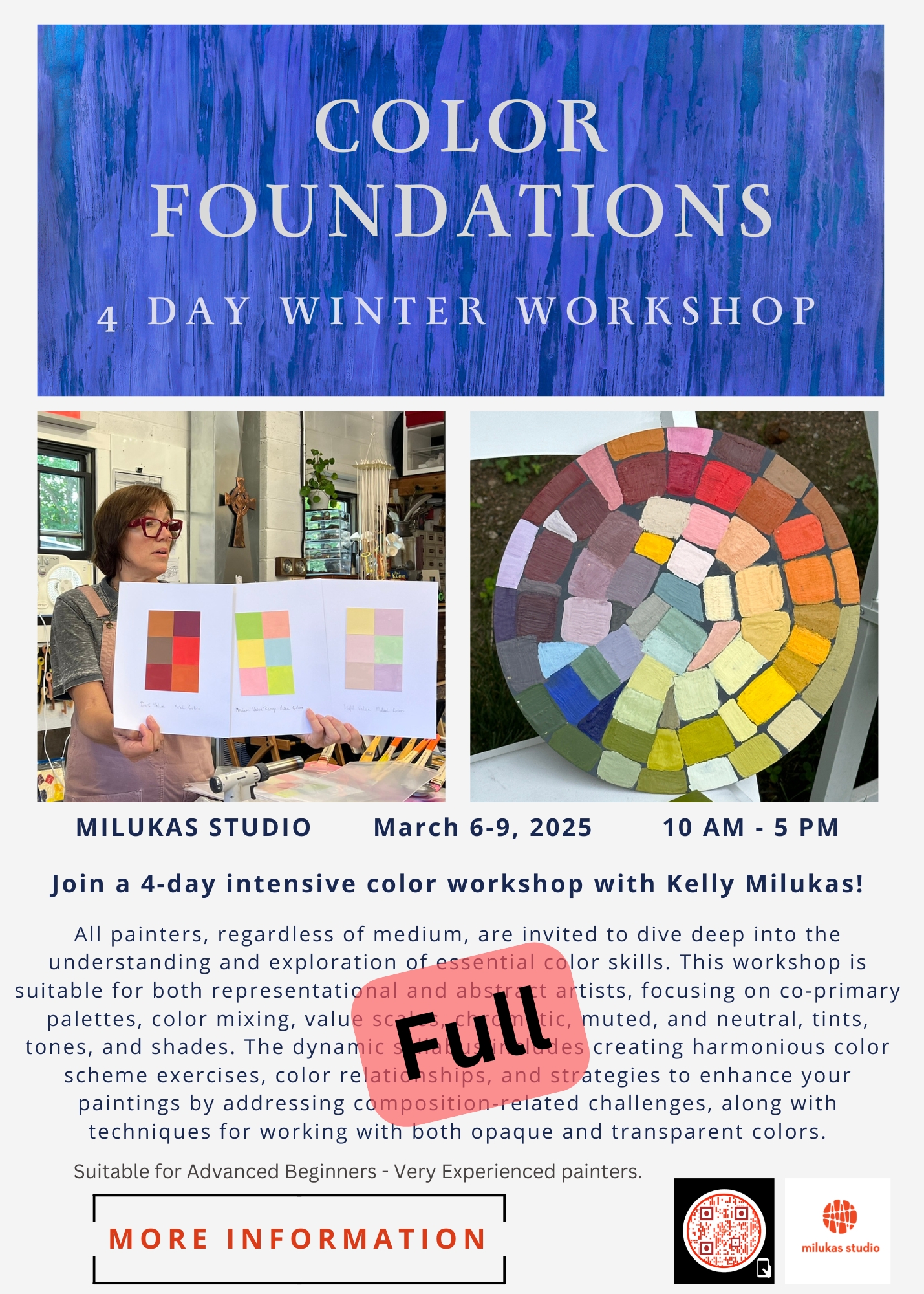 Kelly Milukas teaching essential color skills in a painting retreat