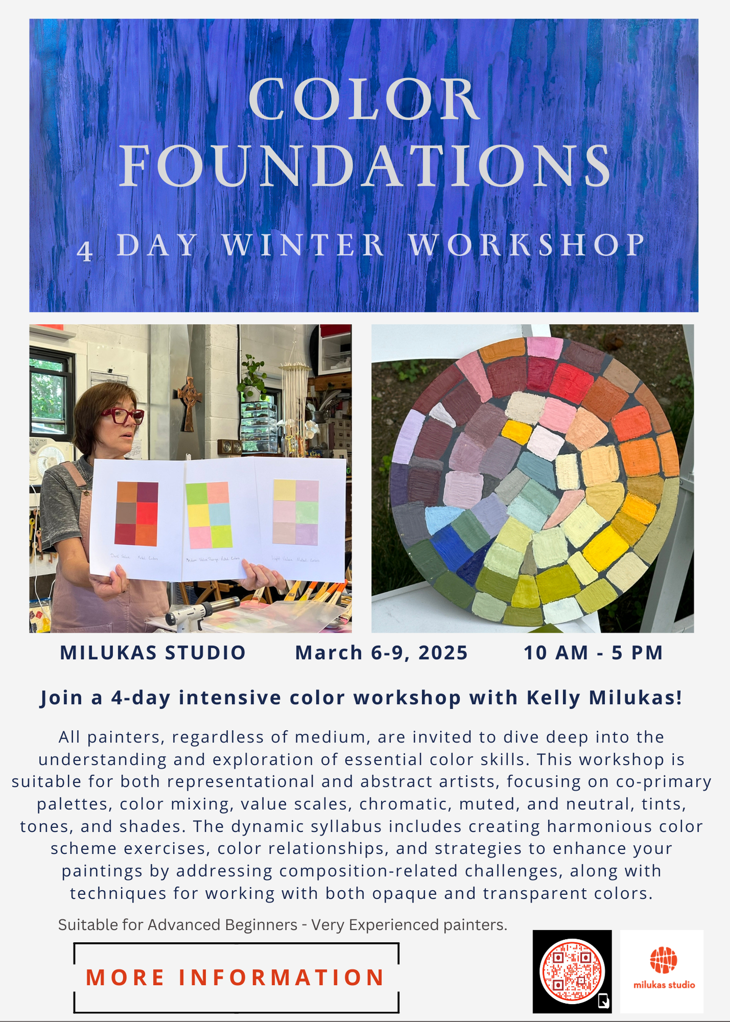 Kelly Milukas teaching essential color skills in a painting retreat